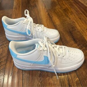 Nike Kids White and Light Blue Sneakers